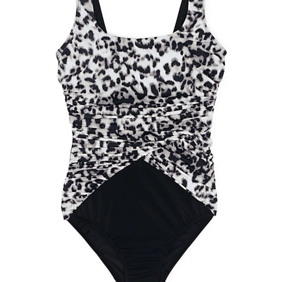 Lands' End Slender Draped Squareneck Swimsuit - Picture 1 of 3